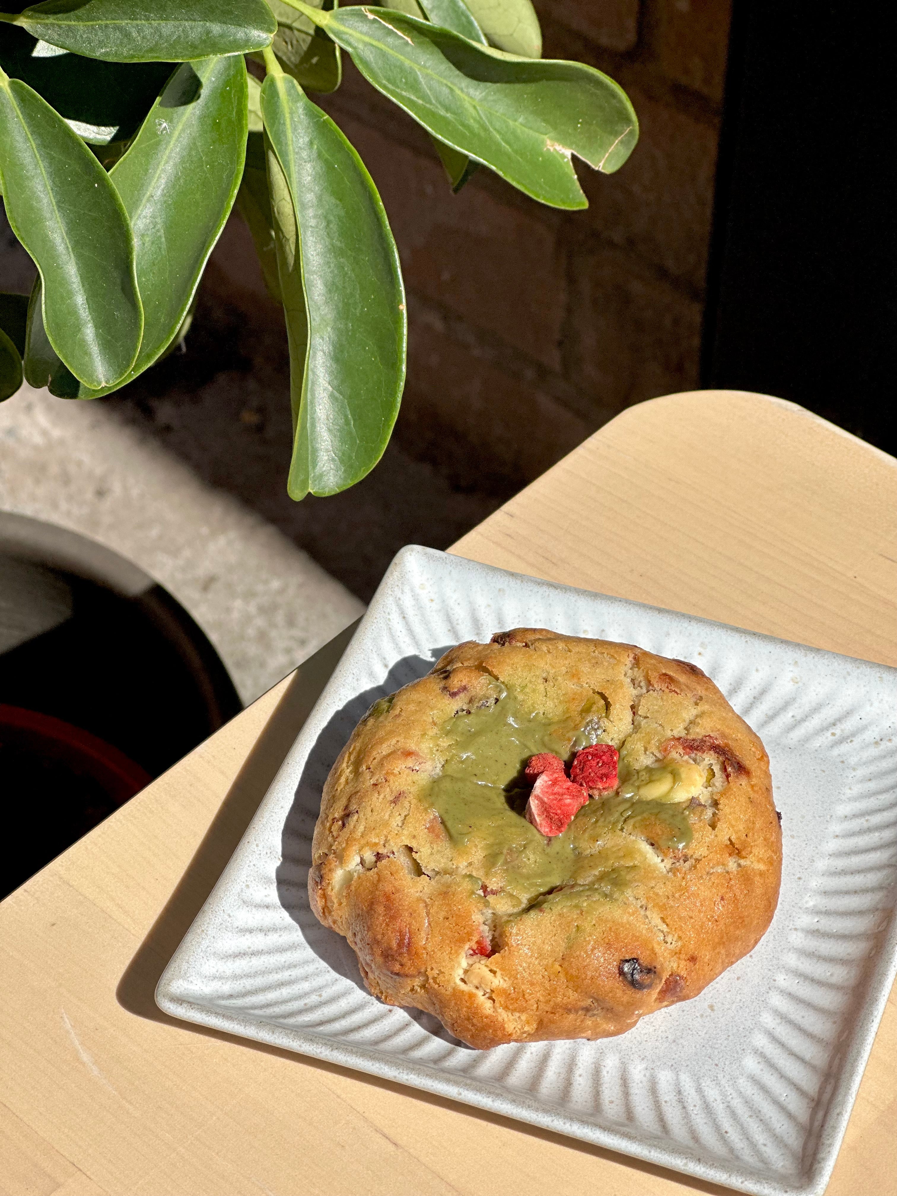 Strawberry Pistachio White Chocolate Chips Cookie